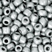 Glas rocailles kralen 6/0 (4mm) Ice silver metallic